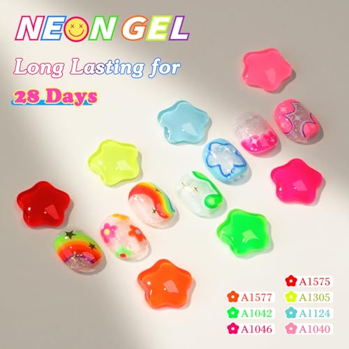 Double Rhythm 28Pcs 0.5Oz Gel Nail Polish Set Same Color Same Bottle Gel Polish Kit Nail Art Manicure Salon DIY at Home for Women (Candy Neon Collection-T24-6) - color: Candy Neon