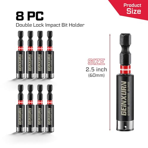 Geinxurn 8PACK Torsion Impact Bit Holder,Magnetic Extension Locking Socket Drill Bit Holder S2 Alloy Steel Hex Shank Quick-Change Drill Bit Guide - style: 2.5INCHES -Bit Holder-8PCS