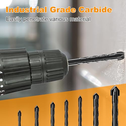 7Pcs Extended Masonry & Concrete Drill Bit Set, Wide-Tip, 5/32"-3/8" - size: 7 pcs 5/32"-3/8" Masonry Drill Bits Set