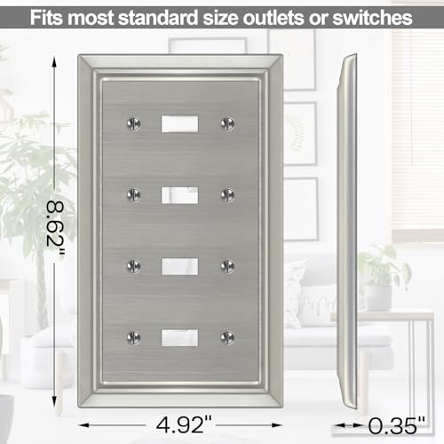 Metal Wall Plate for Electrical Outlets, Applicable to Quad Toggle - size: Quad Toggle