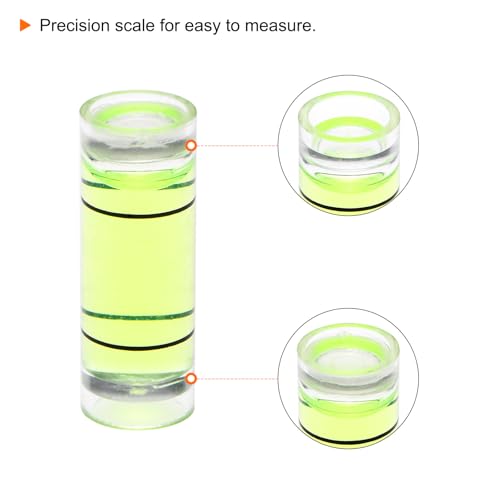 HARFINGTON 4pcs Cylindrical Bubble Level 9x25mm Mini Bullseye Spirit Levels for Leveling Camera Tripod Telescope Workshop Turntable Pictures Frame, Green - size: 9x25mm