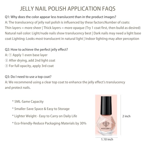 modelones Jelly Nail Polish, 6 Colors Quick Dry Nude Pink Nail Polish Set - color: A0 Jelly Pink