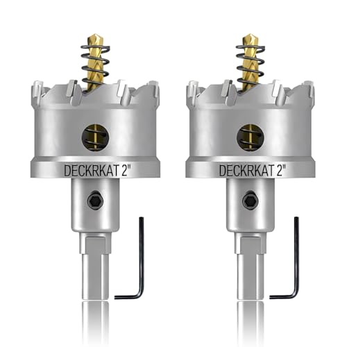 2-Pack 2" TCT Hole Saws for Hard Metal, Heavy Duty 50mm Tungsten Carbide Tipped Hole Cutters Set with Spring-Loaded Pilot Drill Bits for Stainless Steel, Metal, Iron, and Plastic - size: 2" (51mm) X 2Pcs