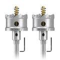2-Pack 2" TCT Hole Saws for Hard Metal, Heavy Duty 50mm Tungsten Carbide Tipped Hole Cutters Set with Spring-Loaded Pilot Drill Bits for Stainless Steel, Metal, Iron, and Plastic - size: 2" (51mm) X 2Pcs