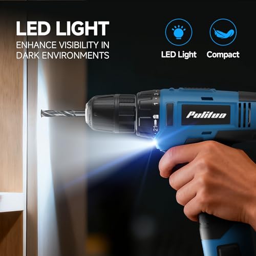 PULITUO Tool Set, 149-Piece Home Drill Set with Blue 12V Cordless Drill, Tool Box, Hand Tool Kits for Women & Men and DIY Enthusiasts, for Home Improvement - style: 12V Set(Blue)