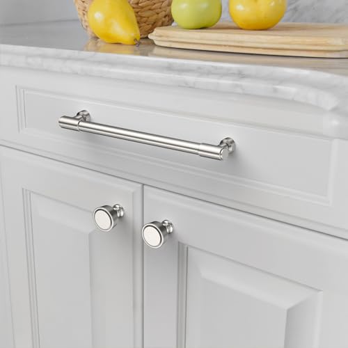 Amerdeco 10 Pack Brushed Satin Nickel Cabinet Pulls 7.5 Inch(192mm) Hole Center Drawer Pulls Cabinet Hardware Kitchen Cabinet Handles for Bathroom ZH0075 - color: Brushed Satin Nickel, size: 7.5"/192MM Hole Center