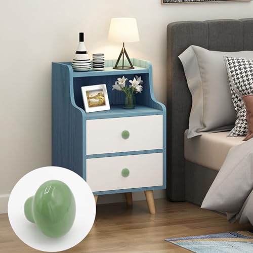 10-Pack Ceramic Cabinet Knobs Green 32mm Round Drawer Pull - color: Green