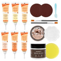 Wood Furniture Repair Kit, 6 Colors Wood Touch up Fillers Hardwood Laminate Vinyl Floor Repair Kit with Wood Putty, Wood Polish Wax for Hole, Scratch, Crack, Stain (Peach Wood 16Pcs) - color: Peach Wood 15 Pcs