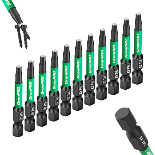GRENPRO 11Pcs Impact Torx Bits T15, 2" S2 Steel Magnetic Screwdriver Bits - size: T15(2"*11pcs)