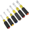 Klein Tools 65456 Hollow-Shaft Nut Driver Set, Heavy-Duty, Color-Coded Hex Sizes 1/4 to 9/16-Inch, Cushion-Grip Handles, 6-Piece - size: 6-Piece Set