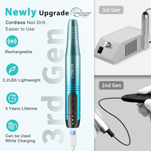 COSLUS C20 Cordless Nail Drill Electric File: Portable All-in-One Kit - color: Gradient Blue