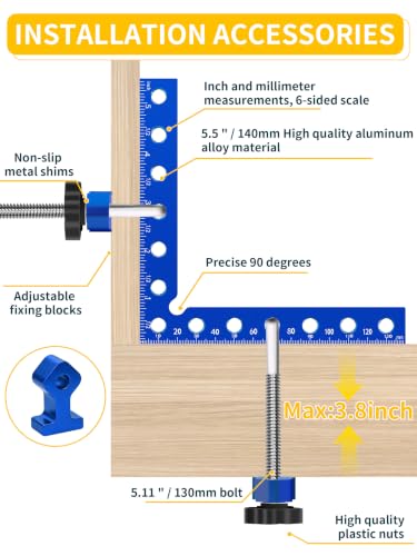 8PCS 90° Corner Clamps for Woodworking, Aluminum Right Angle Kit - size: BLUE 8pcs