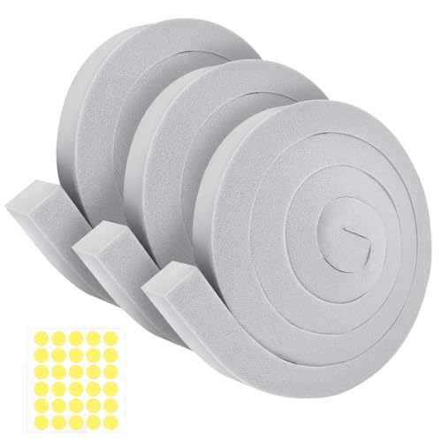 3Packs Air Conditioner Foam Tape with Adhesive, 1''X1''X 6.5 Ft Window Weather Stripping, High Resilience Ac Window Seal Kit Foam Insulation for Winter Summer (6.5ft X 3 Rolls, Grey) - color: 3 PCS, size: 1''X1'' Grey