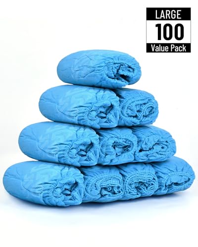 Buself 100 Count Shoe Covers Disposable Non-Slip, Premium Cloth Boot Covers, Slip-resistant, Durable, Breathable, Non-toxic, Recyclable - size: 100ct Up to Men8.5 & Women 10