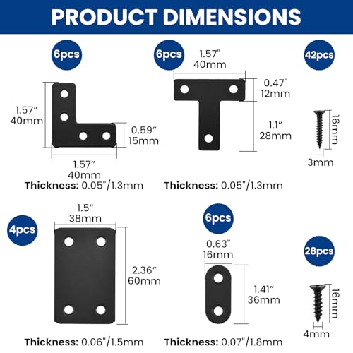 22 Pack Stainless Steel Fixing Flat Bracket Set