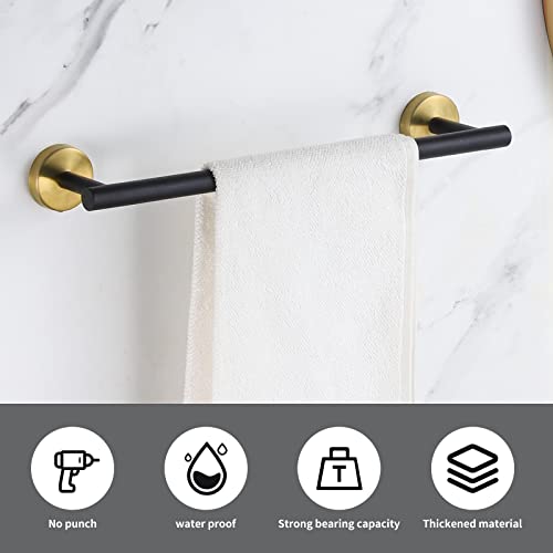 5 Pieces Bathroom Hardware Set Black Gold, Towel Rack Including 2pcs 16 inch Tower Bar, Towel Ring and 2 PCS Towel Hooks - color: Black Gold-5pcs-16inch