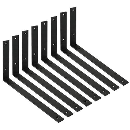 Shelf Bracket 8 Pack 14" Lx8 H 5mm Thick Heavy Duty Black L Brackets - color: Black-8pack, size: 14"Lx8"Wx1.5"W
