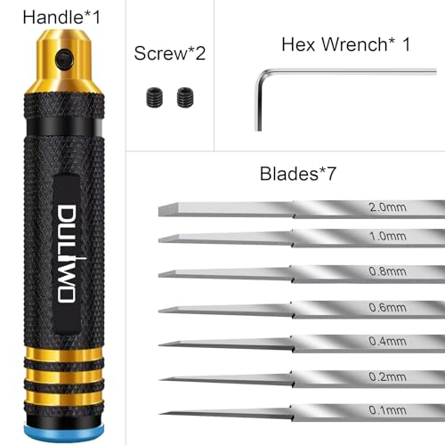 Model Scriber Chisel 7 Blades (0.1/0.2/0.4/0.6/0.8/1.0/2.0mm) - color: Black