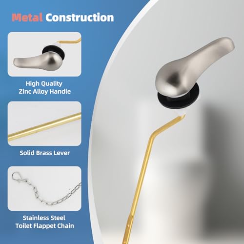 iFealClear Universal Metal Toilet Tank Flush Lever Replacement, Side Mount Toilet Handle Replacement Kit, Solid Brass Toilet Trip Lever Fits Most Toilets, Stainless Steel Chain, Brushed Nickel - color: Brushed Nickel, style: Side Mount Design