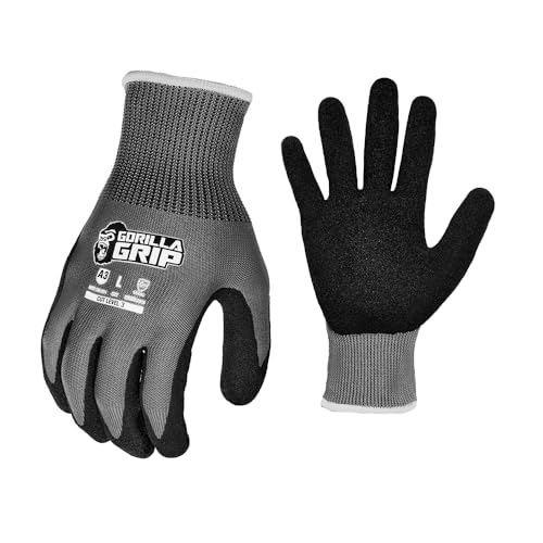 Gorilla Grip Work Gloves, Medium, 1 Pair, Gray and Black - color: Grey A3, size: Medium
