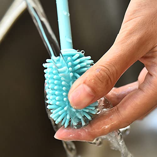 Kitchiny Silicone Bottle Brush 12.5 inch with 2 Straw Cleaners – Blue | Bottle Cleaner Brush for Yeti, Hydro Flask, Owala, Stanley, Baby Bottles, Vases & Narrow Neck Containers - color: Blue