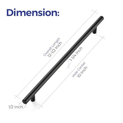 Ravinte Matte Black Cabinet Handles 12-1/2"Length,10" Hole Center,10 Pack - size: 12-1/2 Inch（10 Inch Hole Center）