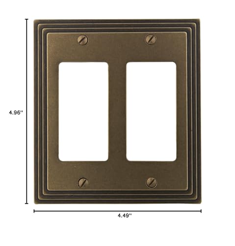Amerelle Steps Double Rocker Cast Metal Wallplate in Rustic Brass - color: Rustic Brass, size: 2 Rocker