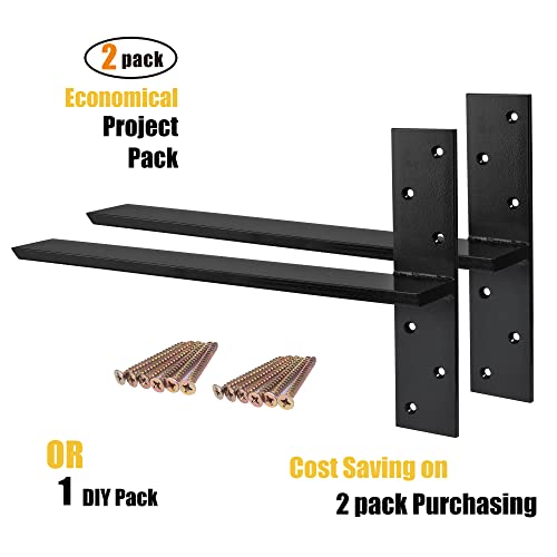 （2-Pack） Free Hanging T Shelf Bracket, Solid Heavy Duty Steel Knee Wall Hidden Granite Countertop Support Floating Bracket Hardware, Universal ,16 Inch , DIY Projects , Screws Included - size: 16