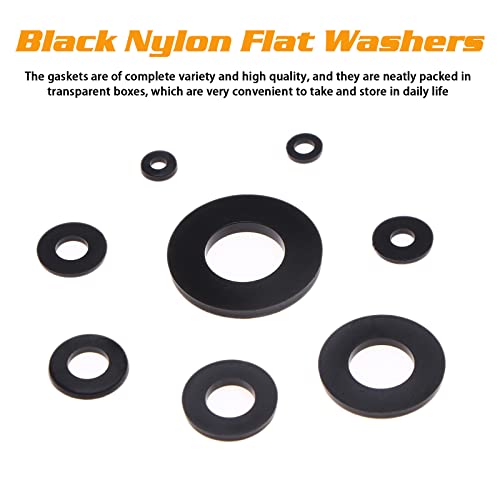 500Pcs Nylon Flat Washer Assortment Set, Washers Metric Sealing Spacer Gasket Ring Washers Set, 8 Sizes - M2, M2.5, M3, M4, M5, M6, M8, M10 (Black) - size: 500black