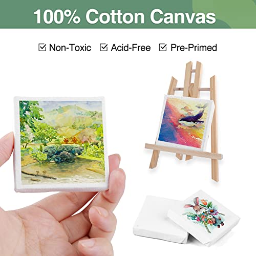 ESRICH Mini Canvas 40Pack 2.4x2.4inch, 2/5''Profile Art Primed Mini Canvases for Painting, Tiny Painting Canvas for Kids and Art Supplies. - size: 2.4x2.4in-40 Packs