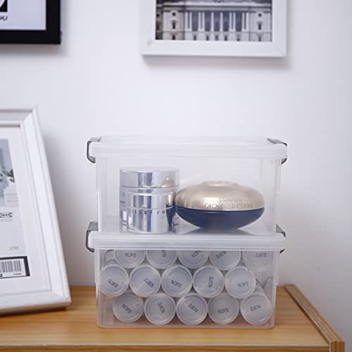 Citylife 6Packs 1.3Qt Small Storage Bins with Lids,Stackable Clear - color: Clear White, size: 1.3 QT(6 Pack)