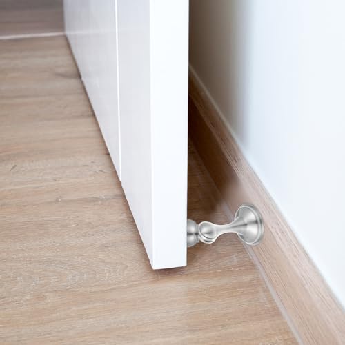 6 Pack Magnetic Door Stopper Brushed Magnetic Door Stops No Need to Drill Double-Sided Adhesive Tape Magnet Door Stop Soft-Catch Hold Doors Open