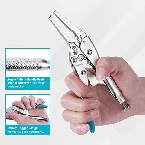 DURATECH 6.5 Long Nose Locking Pliers, Cr-V Construction with Wire Cutte