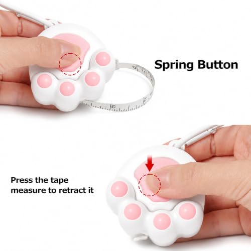White Cat Paw Fashion Measuring Tape 79", Sewing Gifts w/Keychain - color: A1-White Cat Paw