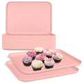 Plastic Serving Trays, 12 Pack Cafeteria Trays Plastic Fast Food Tray for DIY Projects, Painting, Beads, Organizing Supply, 9.4 X 6.7 X 0.6 Inches (Light Pink) - color: Light Pink