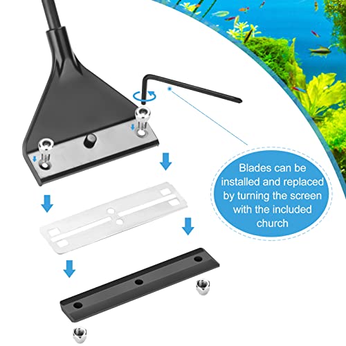 Vimvins Algae Scraper for Glass Aquarium,Aquarium Razor Scraper with 10 Replaceable Blades,Aquarium Cleaning Tools. - size: 16.5 Inch