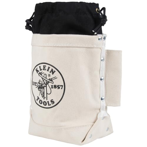Klein Tools 5416TCP Tool Bag, Extra Tall Top Closing Bolt Bag with 3-Inch Drawstring, Heavy-Duty No. 4 Canvas, 5 x 12 x 9-Inch - size: Extra Tall
