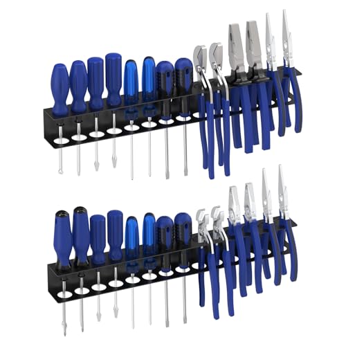 Screwdriver Organizer Wall Mount,16" Metal Screwdriver Holder,Black - size: 2 PCS