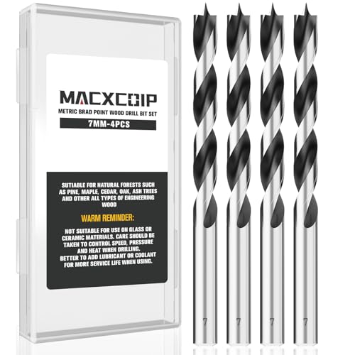 4Pcs 7MM Metric Brad Point Wood Drill Bit Set - size: 0.276" - 4pcs