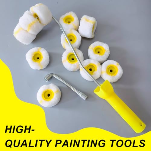 12 Pack 3-Wheel Mini Pipe Paint Roller w/Frame & Wrench for Pipes & Curves - color: 14 pcs