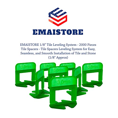 Tile Leveling System 1/8 inch- 2000 Piece Tile Spacers- Tile Spacers Leveling System for Easy, Seamless and Smooth Floor Tile and Stone Installation (3mm Approximately) - color: 2000 Piece Tile Spacers