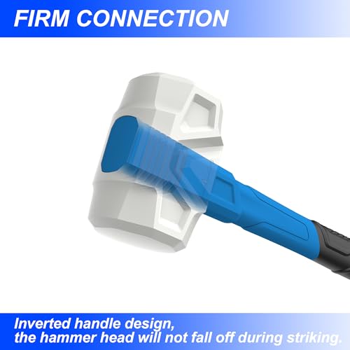 Real Steel Rubber Mallet Hammer 32 OZ White Rubber Hammer with Solid Head, Double-faced Mallets for Flooring, Woodworking, Camping, Automotive 0323 - size: 32 Oz