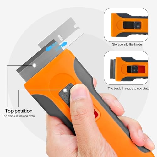 6 Pack Razor Blade Scraper Tool with 48pcs Extra Blades, Cleaning Razor Scraper, Glass Top Stove Scraper for Oven Door, Cooktop Scraper, Glass Scraper Cleaning Paint - size: 6 Pack
