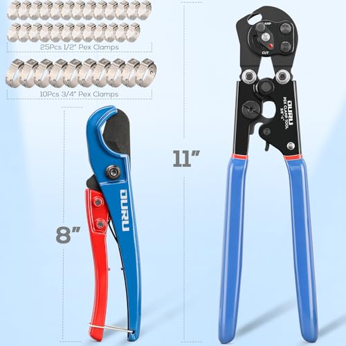 OURU PEX Crimping Tool Kit, Cinch & Remove, 3/8" to 1",PEX Cutter & Clamps