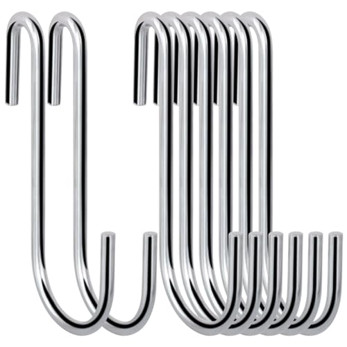 ESFUN 30 Pack 3 Inch S Hooks Heavy Duty Pan Pot Holder Rack Hooks Hanging Hangers S Shaped Hooks for Kitchenware Pots Utensils Clothes Bags Towels Plants - size: 3.0 inch