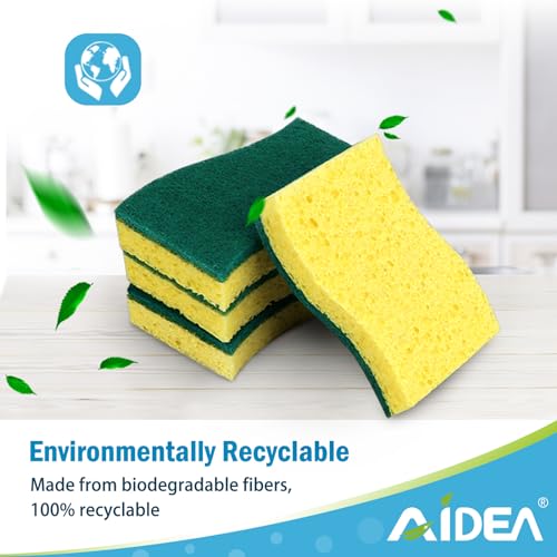 AIDEA Sponges Kitchen-12Count, Heavy Duty Scrub Sponge, Dish Sponges - color: Green