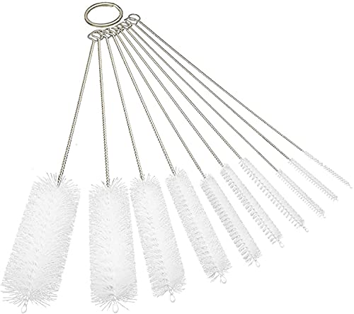 10" Extra Long Tube Cleaning Brush Set - 10 Pack - White - color: White, size: 10pk - 2mm 3mm 4mm 5mm 6mm 8mm 12mm 16mm 20mm 24mm