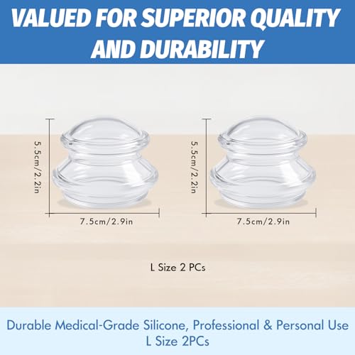 ELERA Silicone Cupping Therapy L Size Sets, Professionally Chinese Massage Cups Tools, Silicone Cup for Joint Pain Relief, Massage Body (L*2 Cups) - style: 2 Cups (L size)