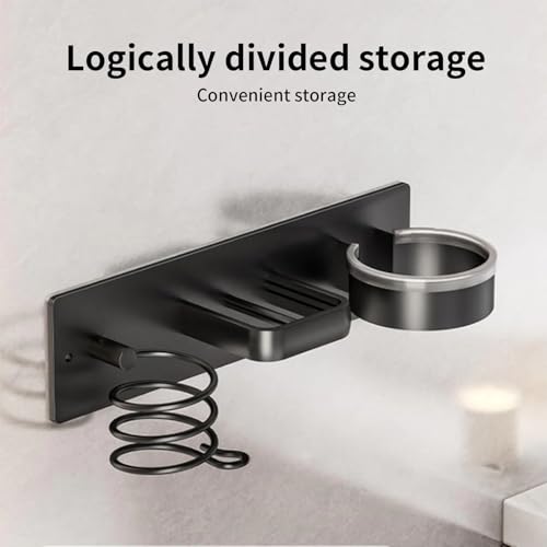 Wall Mount Holder For Dyson Hair Dryer and Straightener,3 IN 1 Universal Blow Dryer Holder Organizer