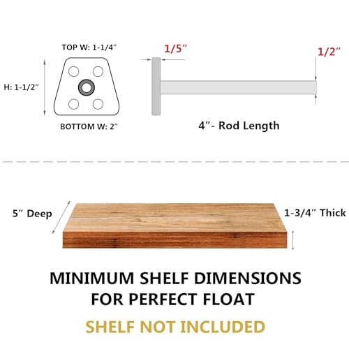 NEODROP 12-Pack 4 Inch Hidden Floating Shelf Bracket, Heavy Duty Blind Shelf Support Hardware | Invisible Wall Brackets for Kitchen, Fireplace Mantel Wood Shelves | Black Powder Coated Solid Steel - size: 4 Inch, style: 12 Pack